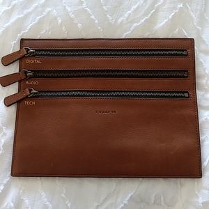 COACH TECH ORGANIZER with 4 Zippered Pouches. Digital, Audio, Tech and Misc.